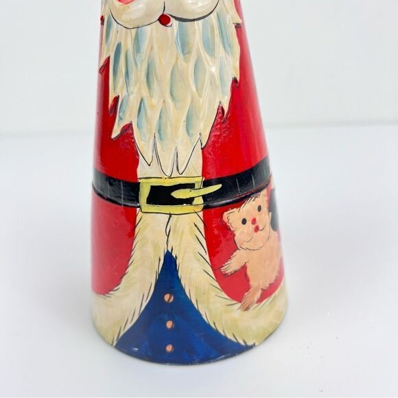 Nesting Santa Claus Christmas Wooden Doll Cone Shape Only One - Picture 6 of 9